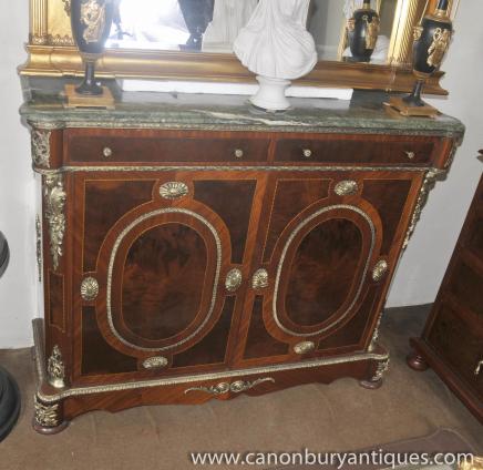 French Empire Double Credenza Cabinet Kingwood Sideboard Server